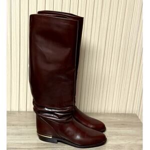 Sudini Randy Brown Leather Slouch Tall Boots Women's 6W